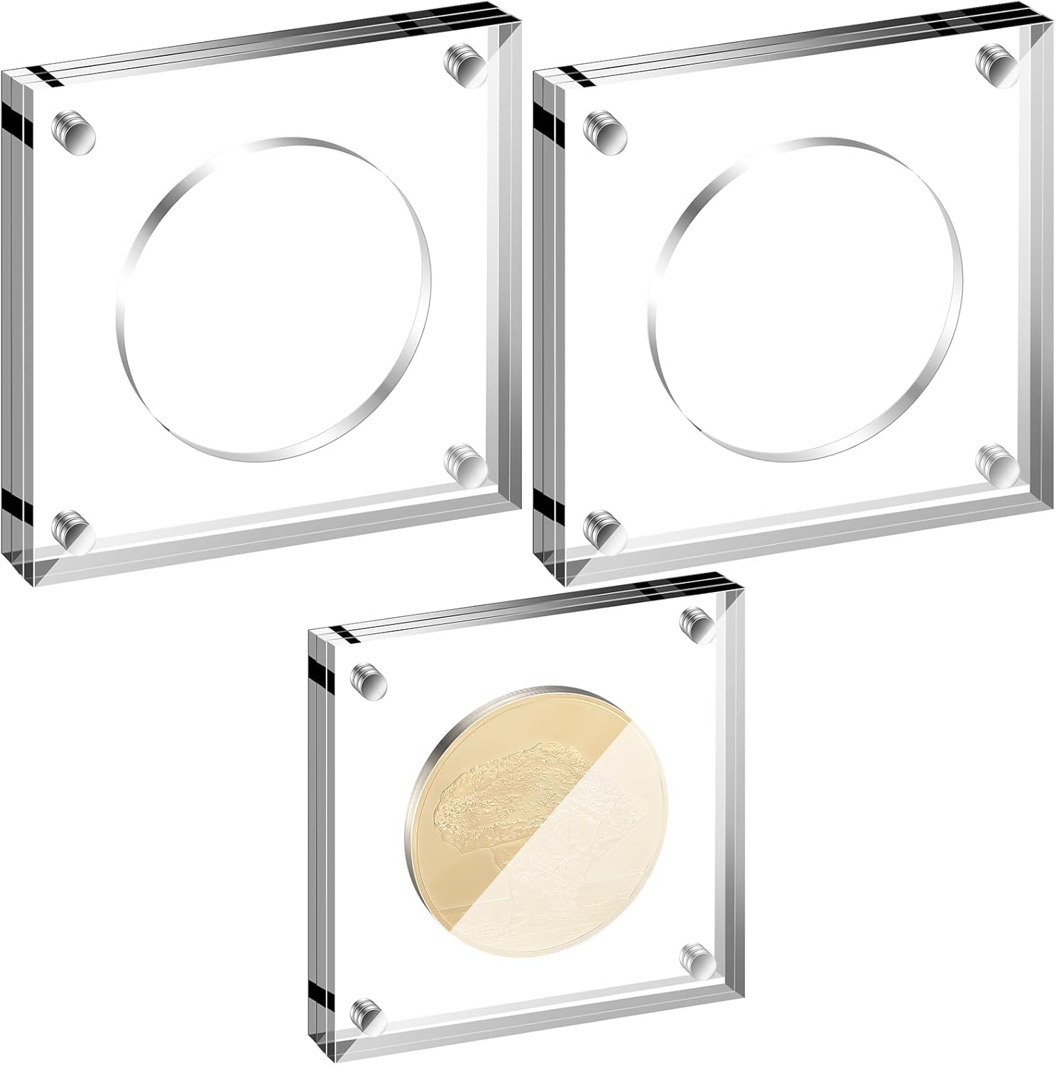 2-Pack Square Acrylic Challenge Coin Display Holder Stands 2-Pack Square Acrylic Challenge Coin Display Holder Stands