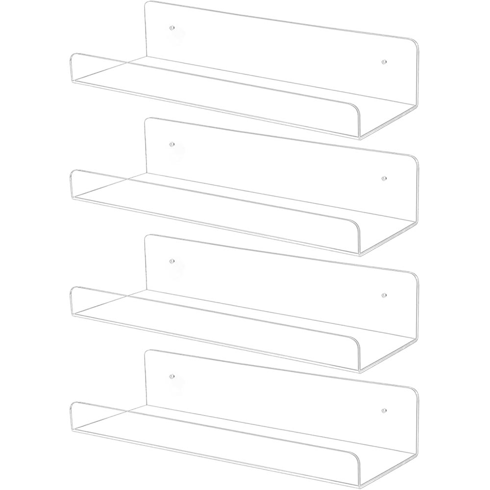 4-Pack 10-Inch Clear Acrylic Wall Shelves 4-Pack 10-Inch Clear Acrylic Wall Shelves
