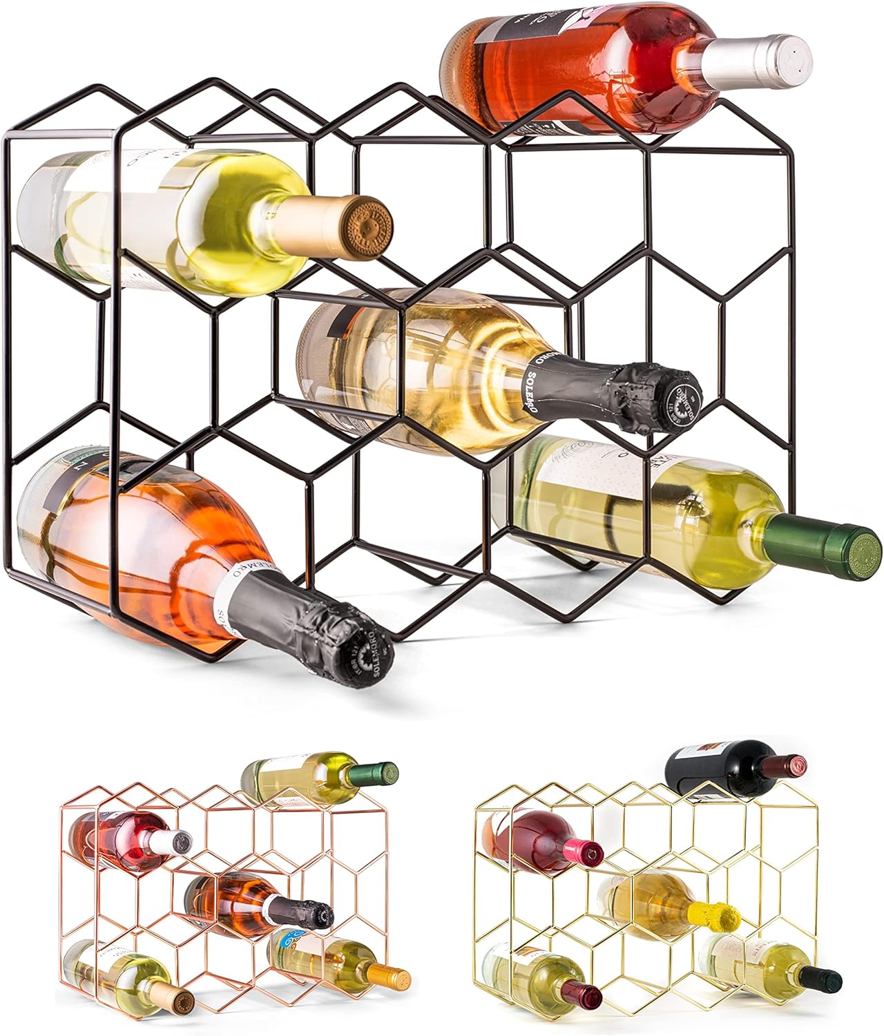 14-Bottle Modern Black Metal Countertop Wine Rack 14-Bottle Modern Black Metal Countertop Wine Rack