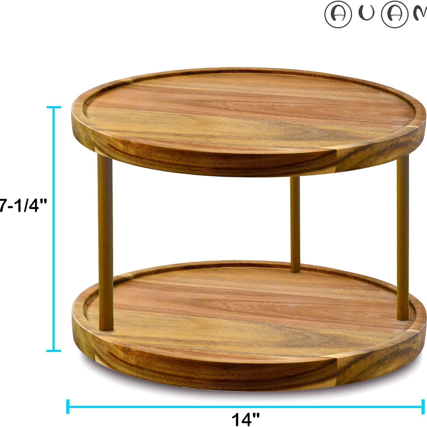 14-Inch Two-Tier Acacia Wood Lazy Susan Kitchen Organizer 14-Inch Two-Tier Acacia Wood Lazy Susan Kitchen Organizer