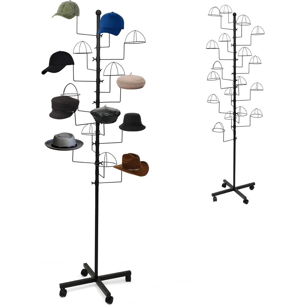 Metal Hat Display Stand with 15 Adjustable Hooks Metal Hat Display Stand with 15 Adjustable Hooks