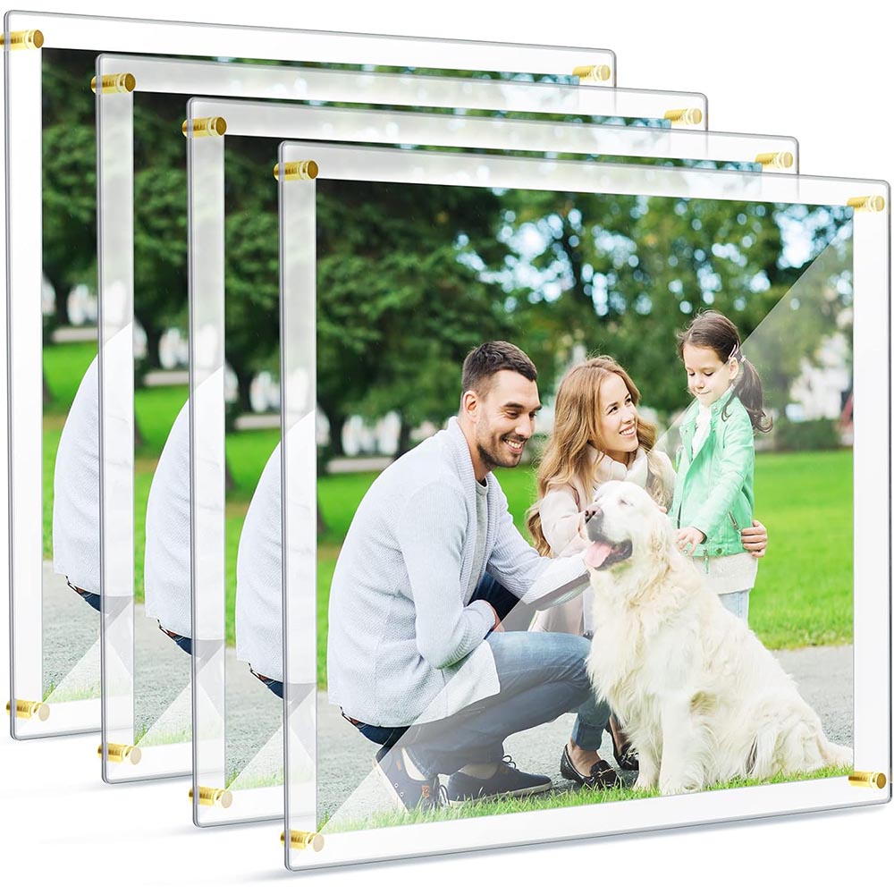 4-Pack 16×20″ Wall Mount Floating Acrylic Frames (Gold) 4-Pack 16×20″ Wall Mount Floating Acrylic Frames (Gold)