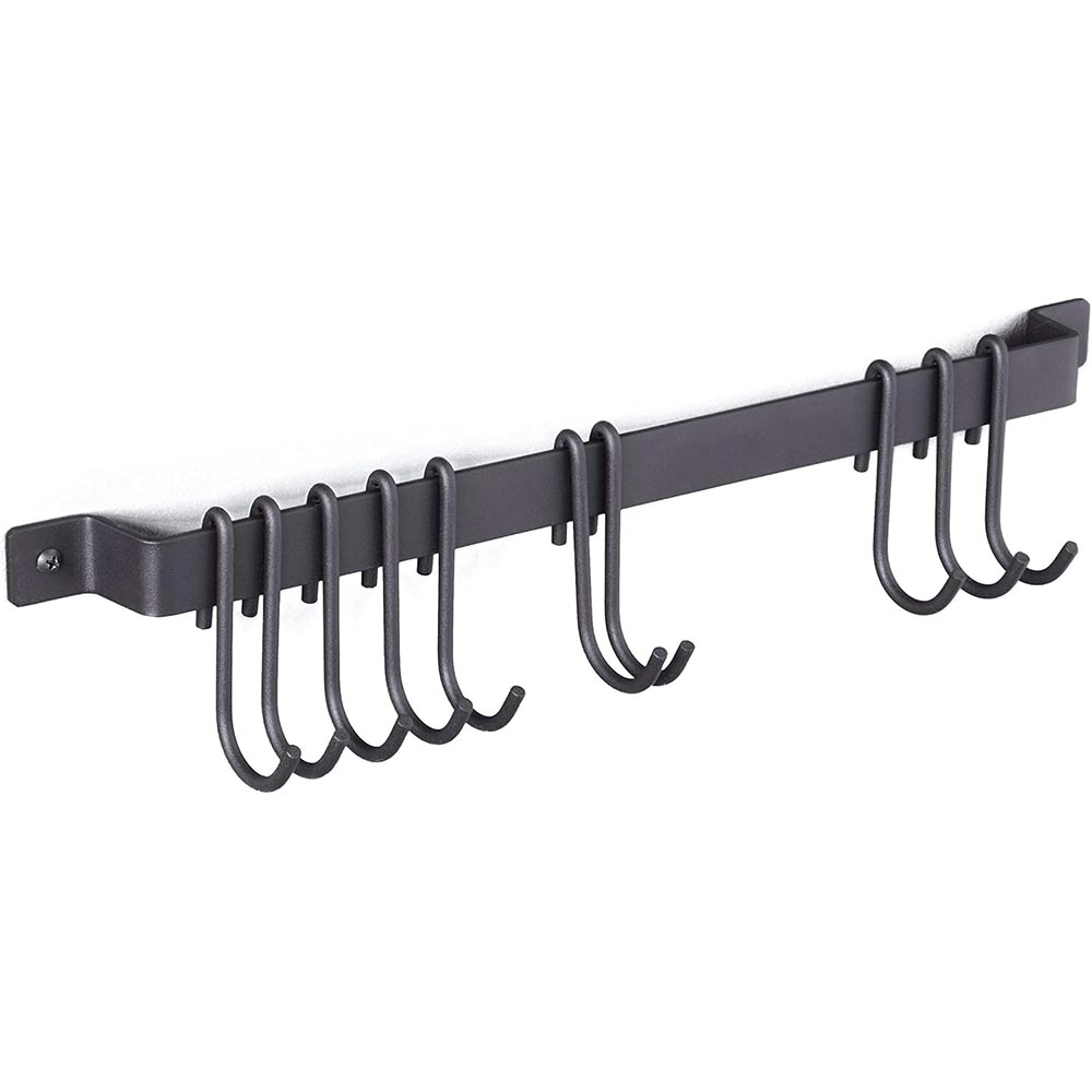17-Inch Wrought Iron Kitchen Rail with 10 S-Hooks 17-Inch Wrought Iron Kitchen Rail with 10 S-Hooks