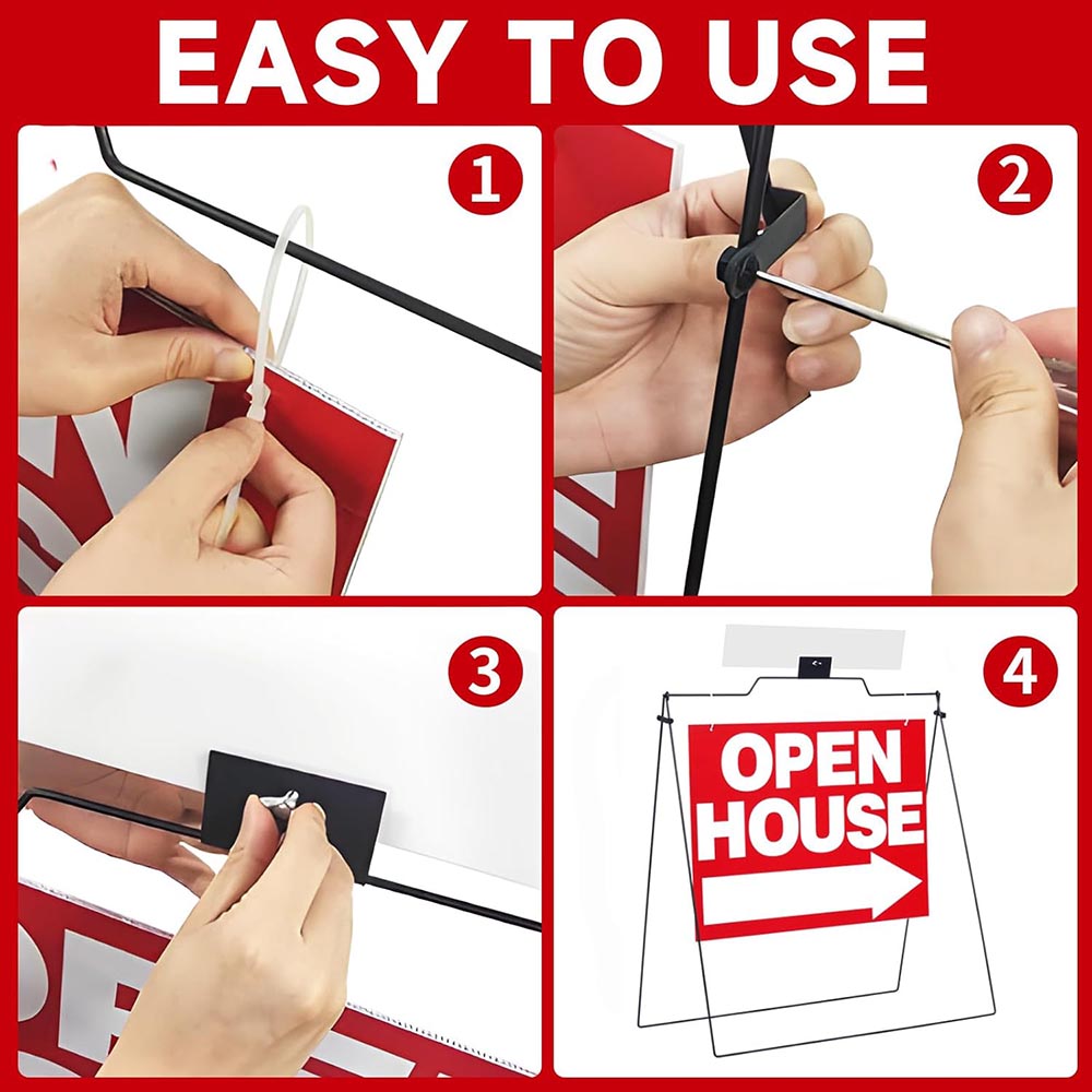 5-Pack 18″x24″ A-Frame Metal Open House Signs (Red) 5-Pack 18″x24″ A-Frame Metal Open House Signs (Red)