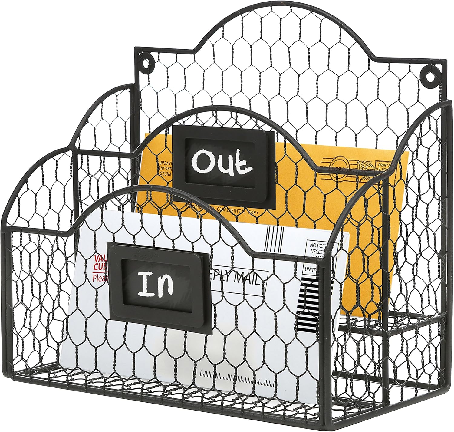 2-Compartment Metal Wire Desk & Wall Mail Sorter 2-Compartment Metal Wire Desk & Wall Mail Sorter