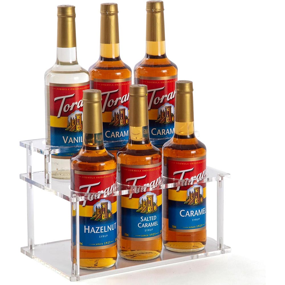 2-Tier 6-Bottle Acrylic Coffee Syrup Rack Organizer