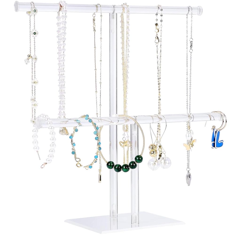 2-Tier Clear Acrylic Jewelry Stand & Necklace Holder
