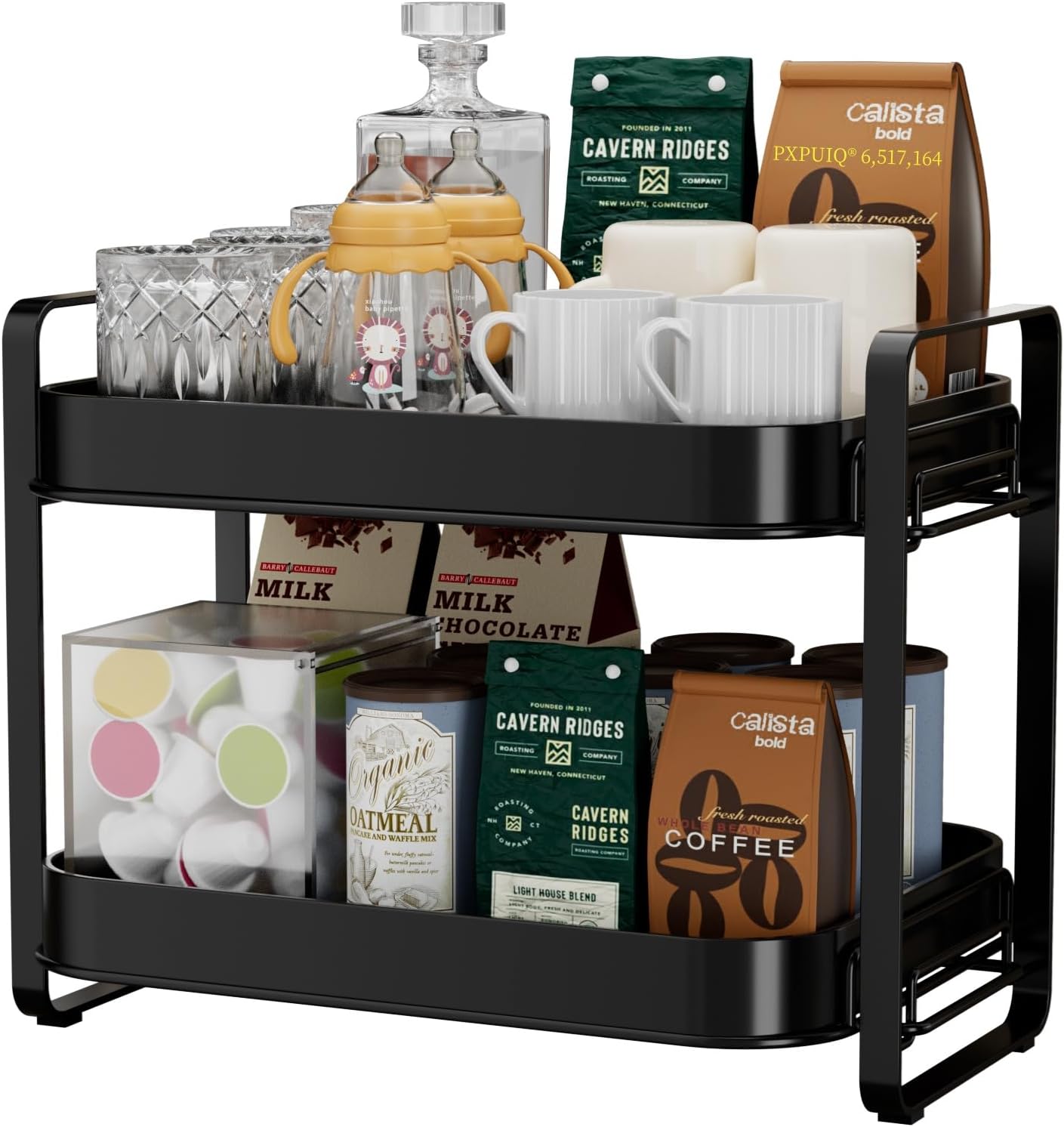 2-Tier Coffee Mug Drying Rack with Tray 2-Tier Coffee Mug Drying Rack with Tray