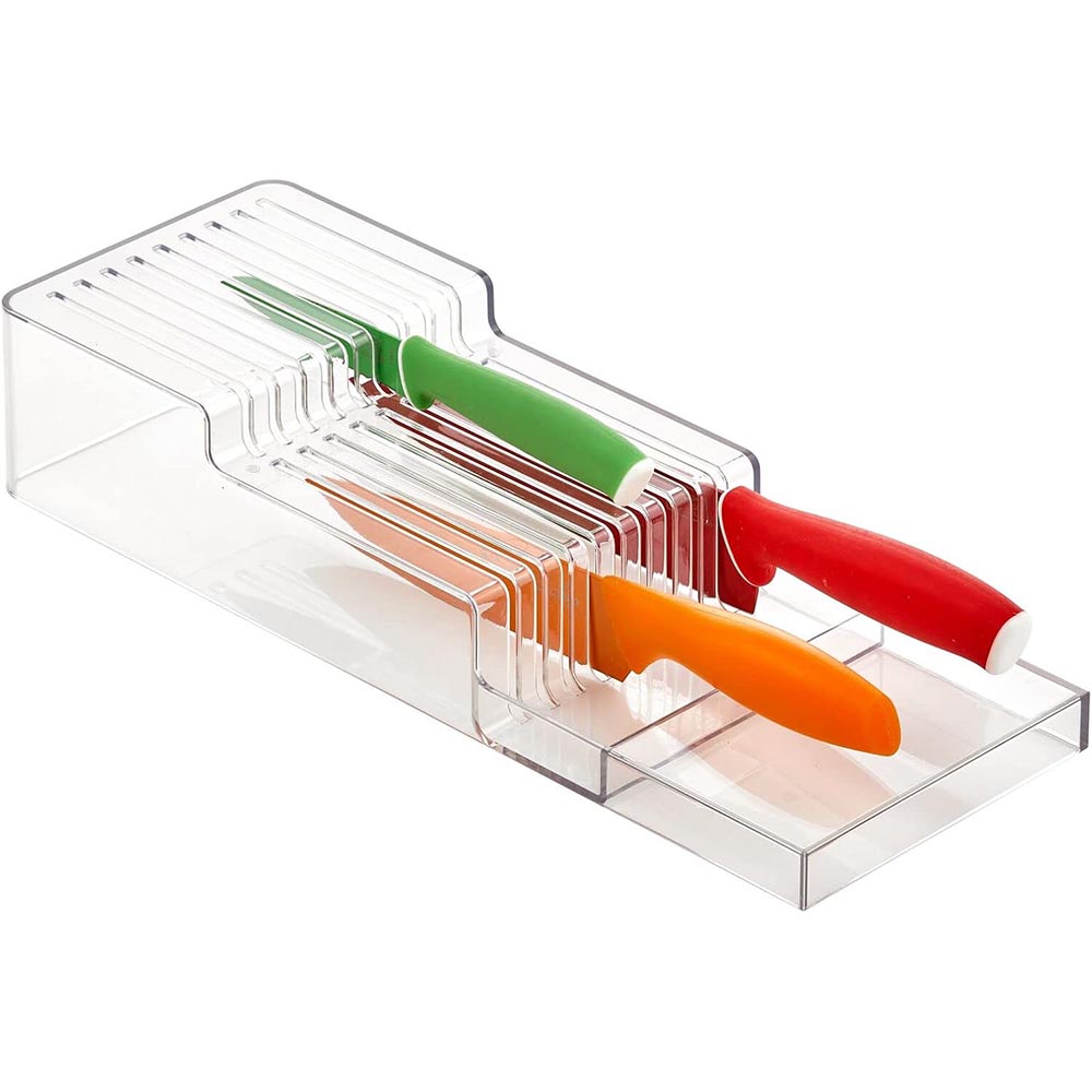 2-Tier Plastic In-Drawer Knife Block Organizer (Holds 18 Knives)