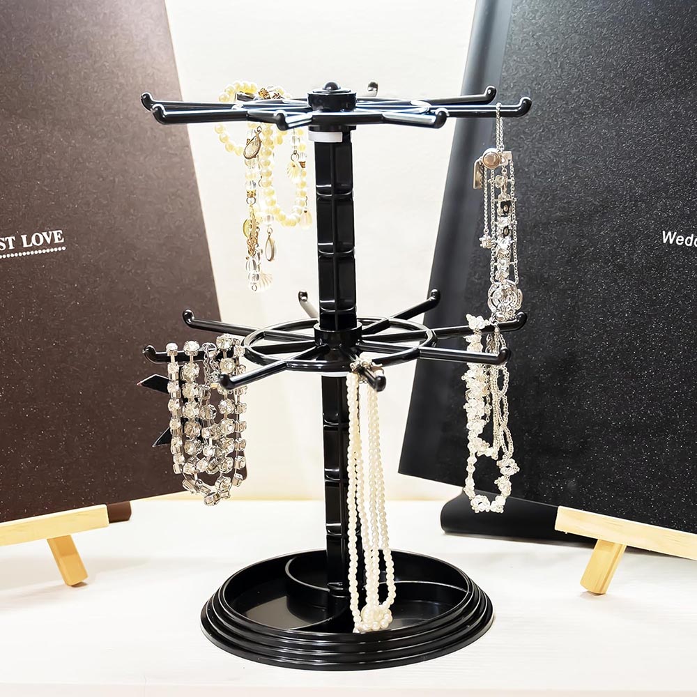 2-Tier Rotating Jewelry Display Stand & Necklace Holder Tree