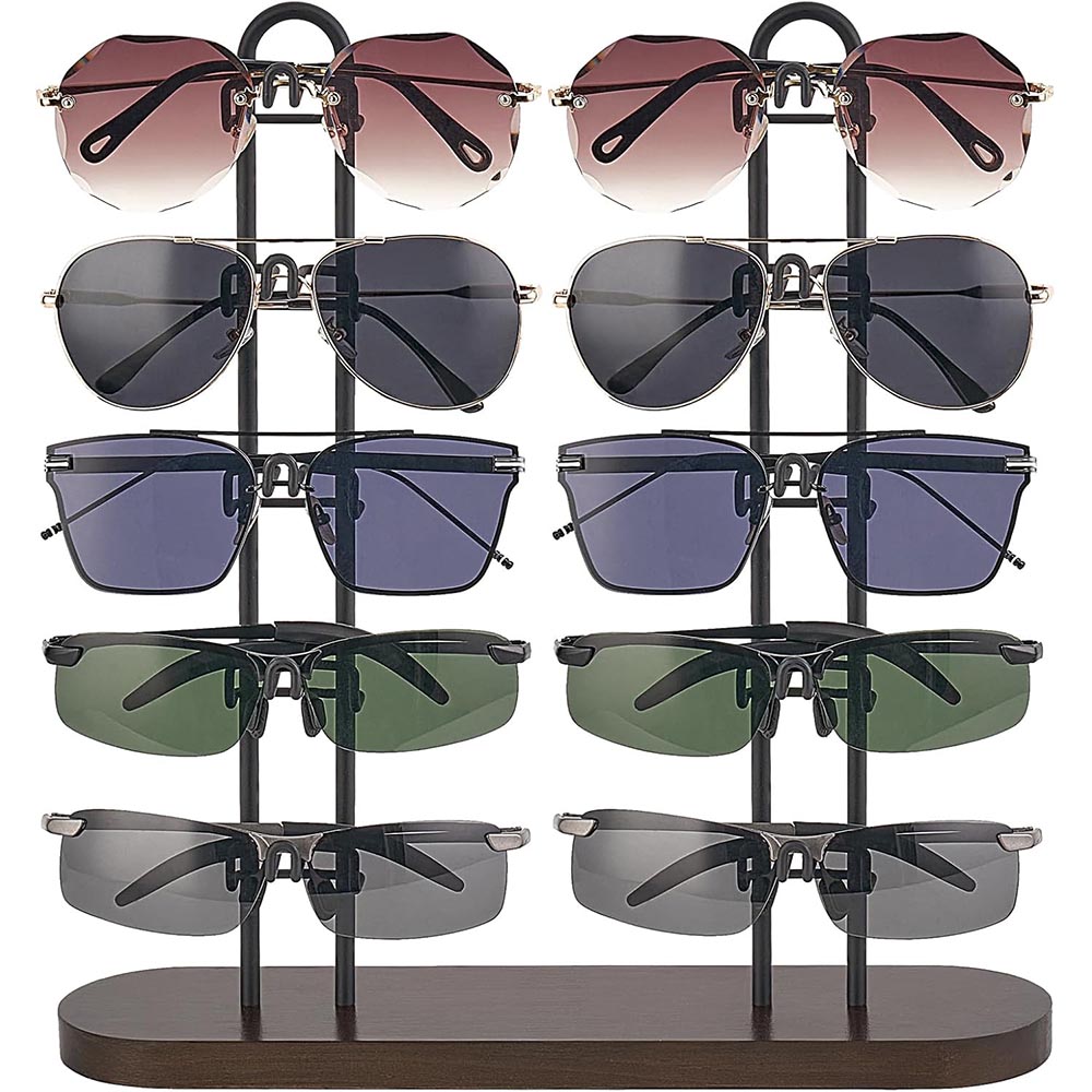 10-Pair Eyewear & Sunglasses Organizer with Wood Base 10-Pair Eyewear & Sunglasses Organizer with Wood Base