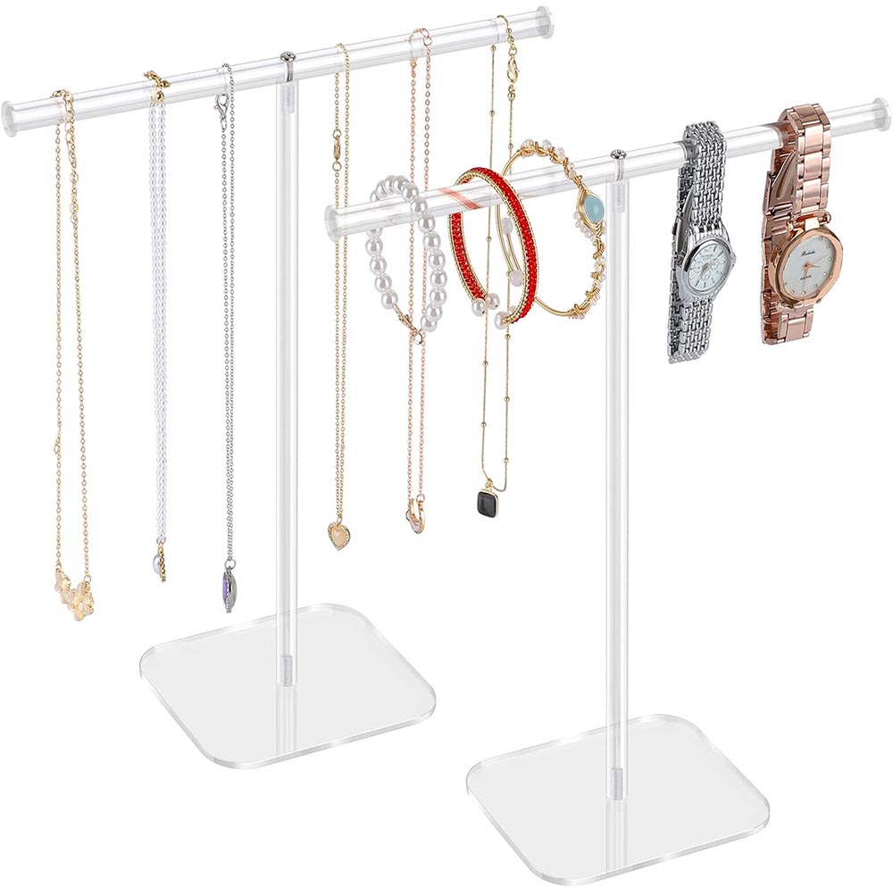 2-Tower Clear Acrylic Jewelry Stand & Necklace Holder