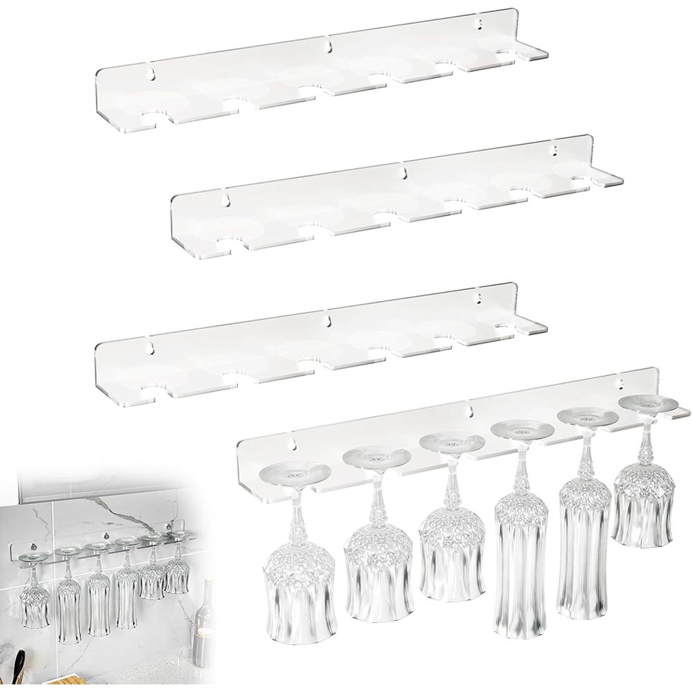 4-Pack 24″ Wall Mounted Acrylic Champagne Wall Holder