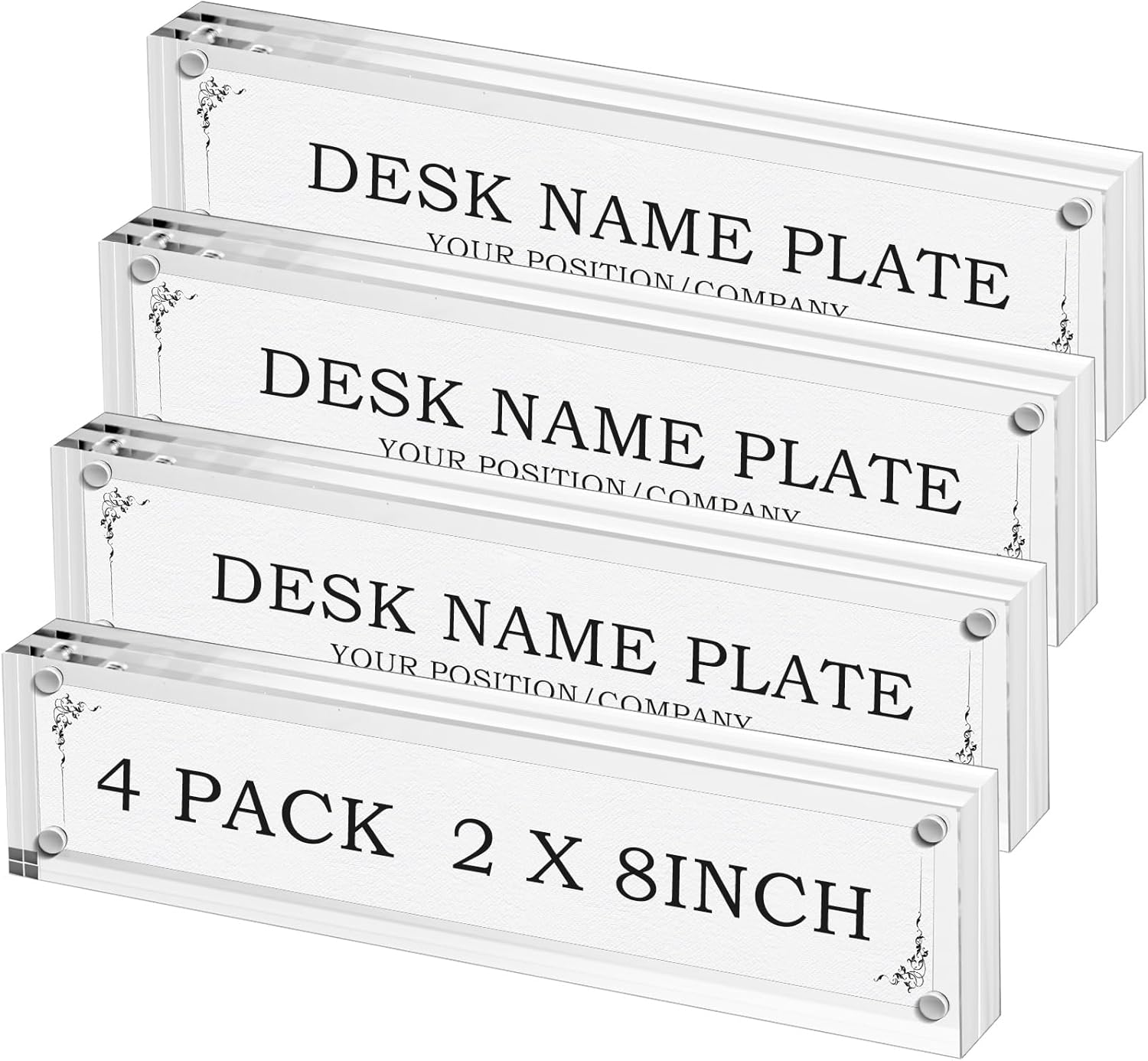 4-Pack 2″x8″ Acrylic Office Desk Name Plate Holder 4-Pack 2″x8″ Acrylic Office Desk Name Plate Holder