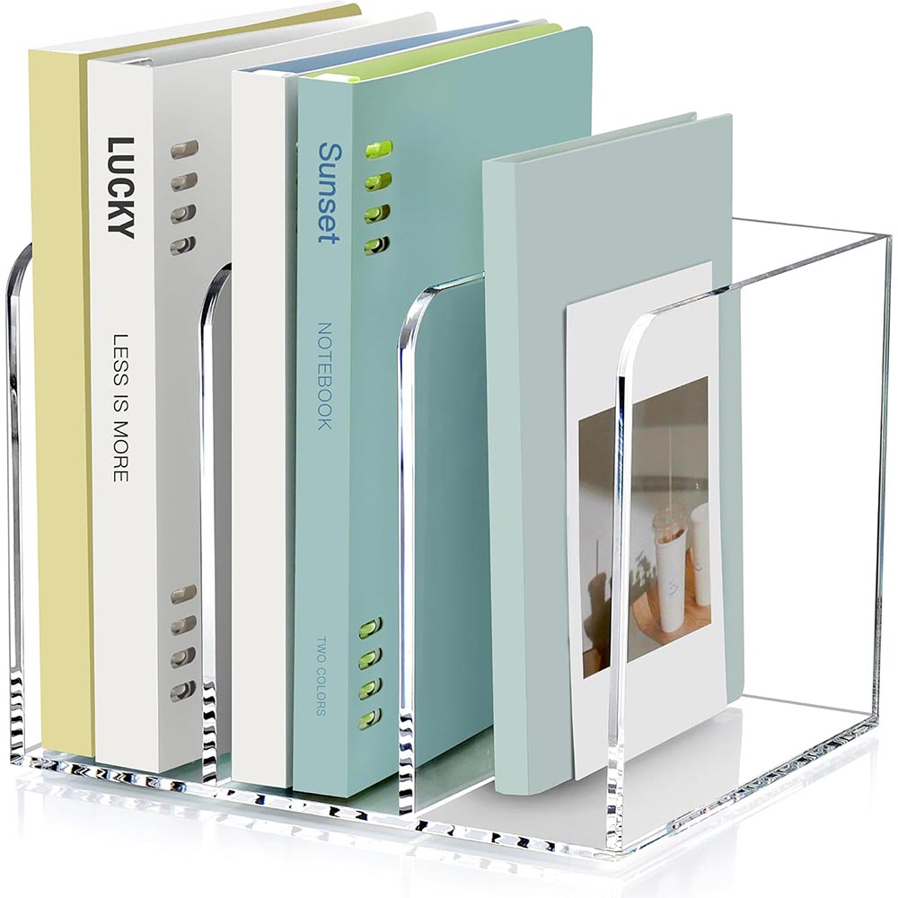 3-Compartment Clear Acrylic Magazine & File Holder 3-Compartment Clear Acrylic Magazine & File Holder
