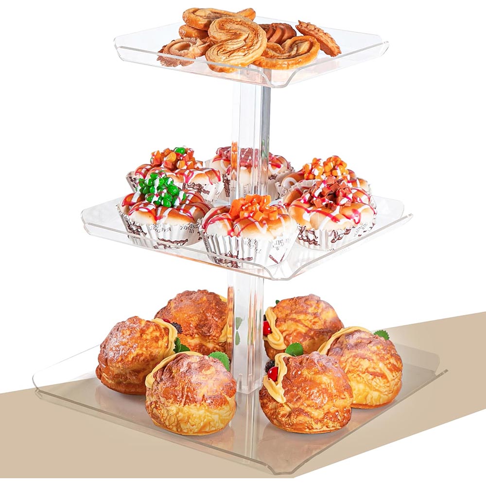 3-Tier Clear Acrylic Cupcake Tower Stand (Holds 24)