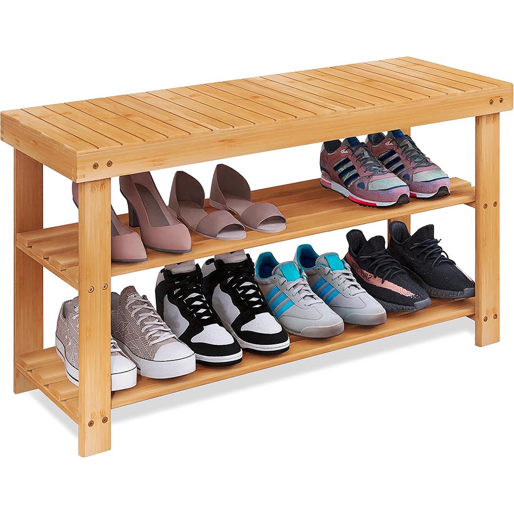 3-Tier Bamboo Shoe Rack Storage Bench 3-Tier Bamboo Shoe Rack Storage Bench