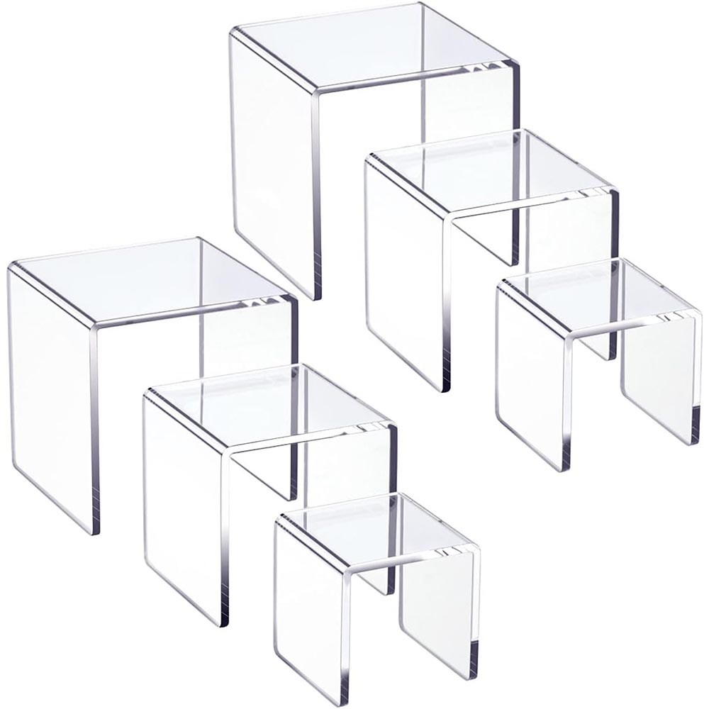 2-Set 3-Tier Clear Acrylic Display Risers for Figures & Desserts