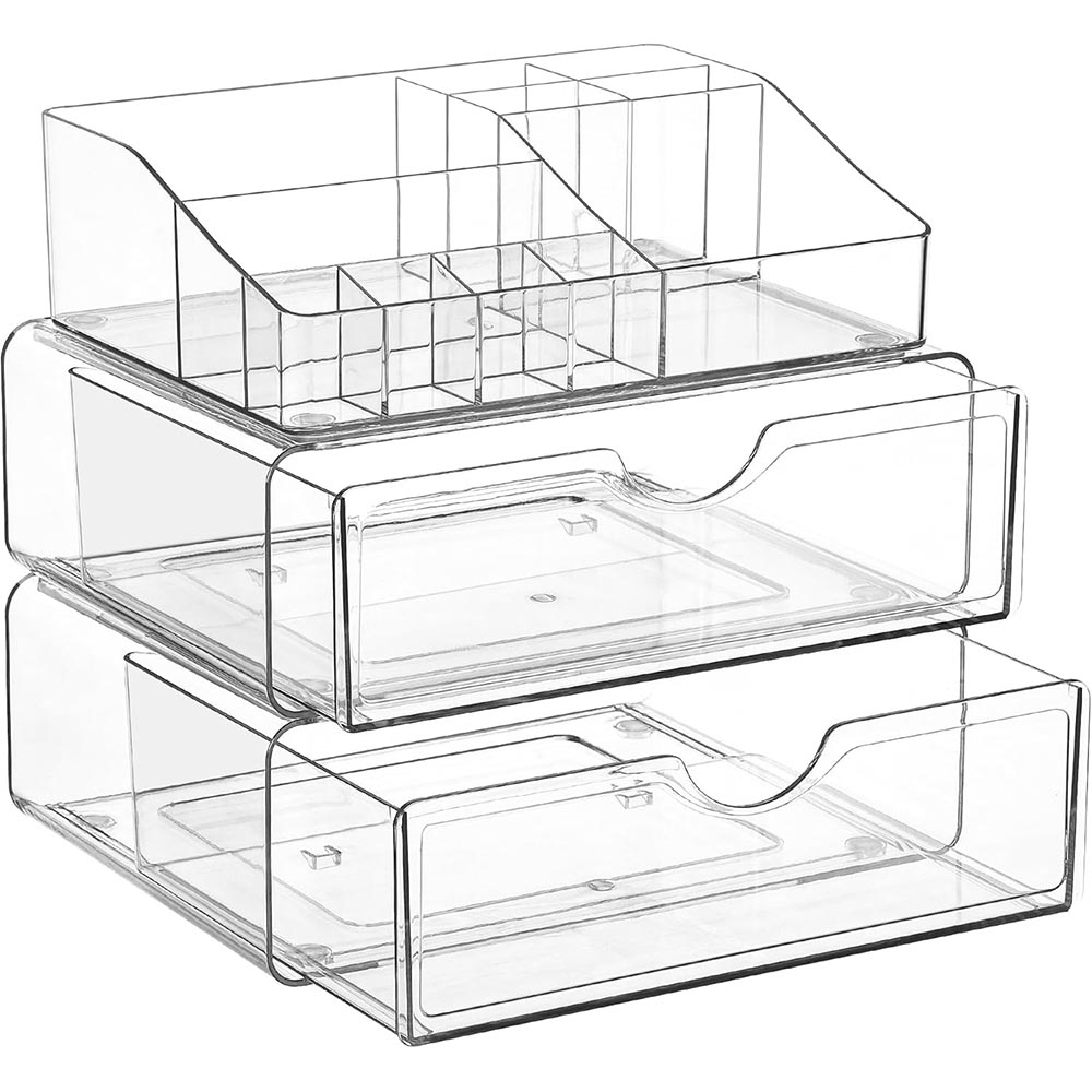 3-Tier Clear Makeup Organizer with Drawer 3-Tier Clear Makeup Organizer with Drawer