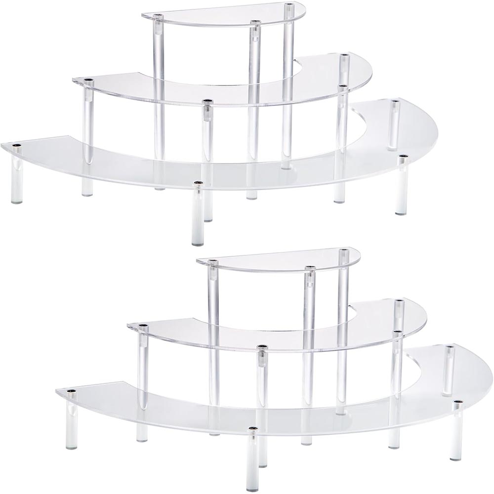 2-Pack 3-Tier Half-Moon Clear Acrylic Display Risers