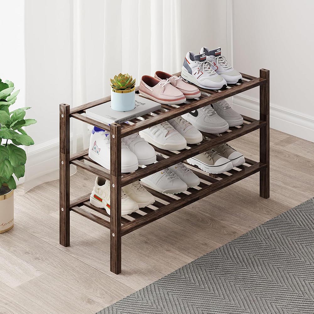 3-Tier Stackable Bamboo Narrow Shoe Rack Organizer 3-Tier Stackable Bamboo Narrow Shoe Rack Organizer