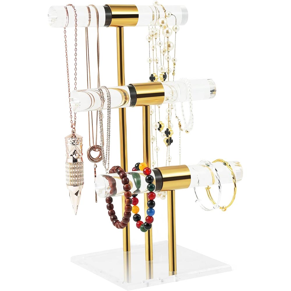3-Tier T-Bar Acrylic Bracelet & Necklace Holder Display Stand