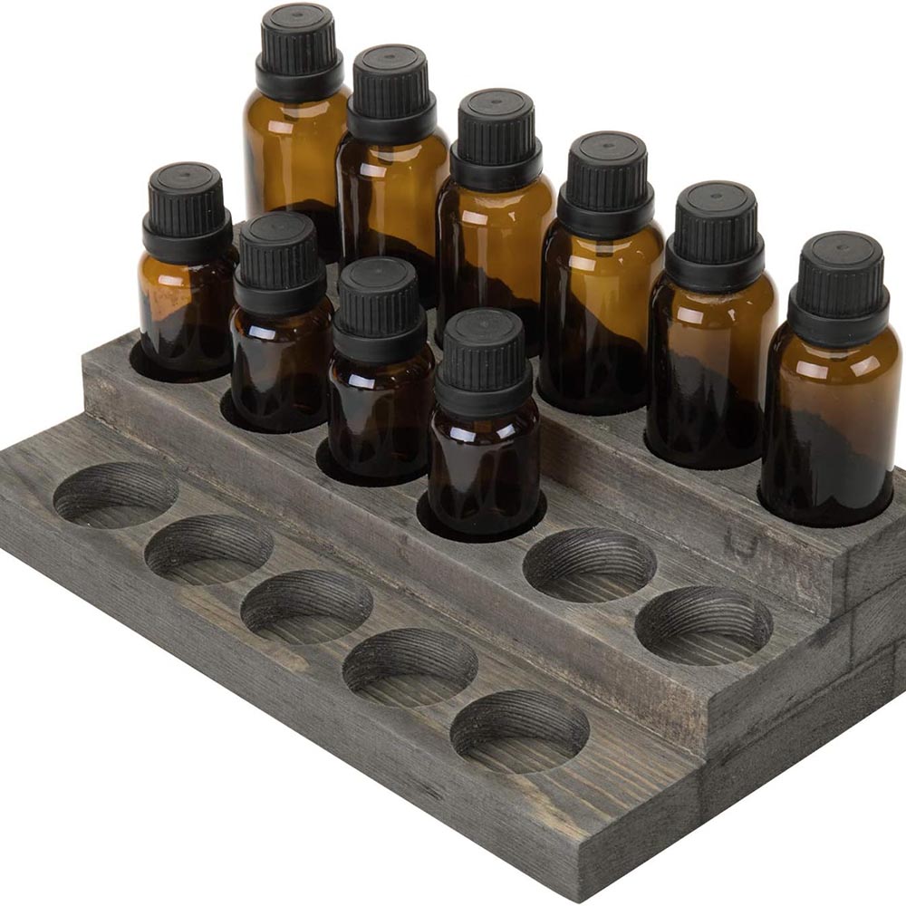 3-Tier Vintage Grey Wood Essential Oil Display Stand 3-Tier Vintage Grey Wood Essential Oil Display Stand