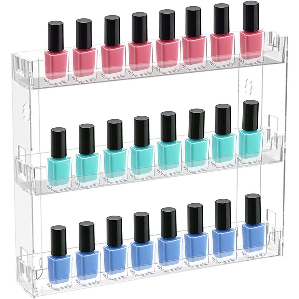 3-Tier Clear Acrylic Wall Mount Nail Polish Display Rack