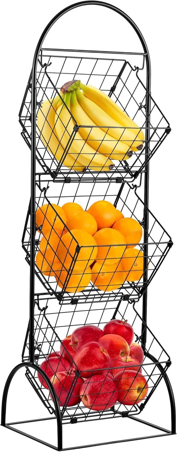 3-Tier Wire Market Basket Storage Stand 3-Tier Wire Market Basket Storage Stand
