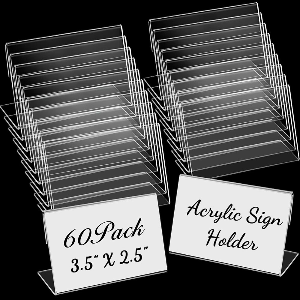 20-Pack 3.5×2.5″ Horizontal L-Shaped Slant Back Sign Holders