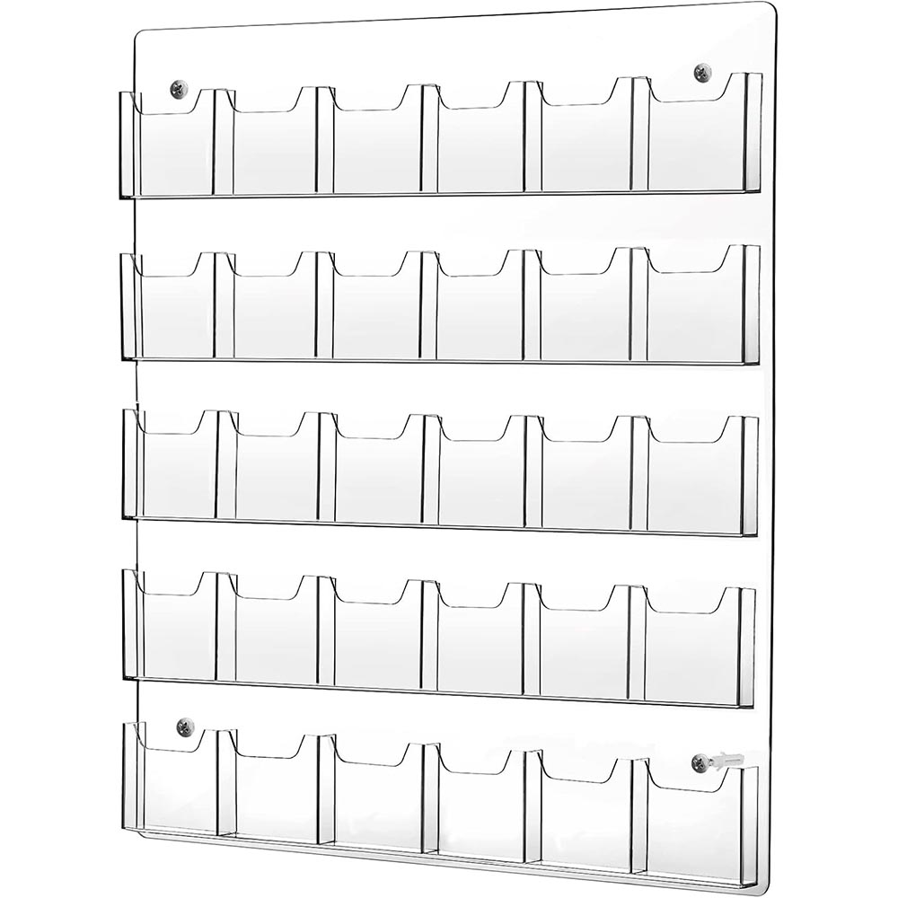 30-Pocket Wall Mount Acrylic Brochure & Pamphlet Holder