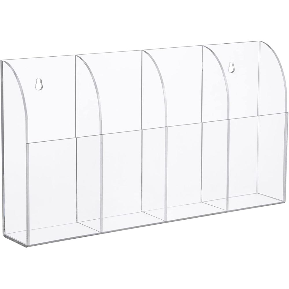 4-Compartment Wall Mount Acrylic Remote Control Holder