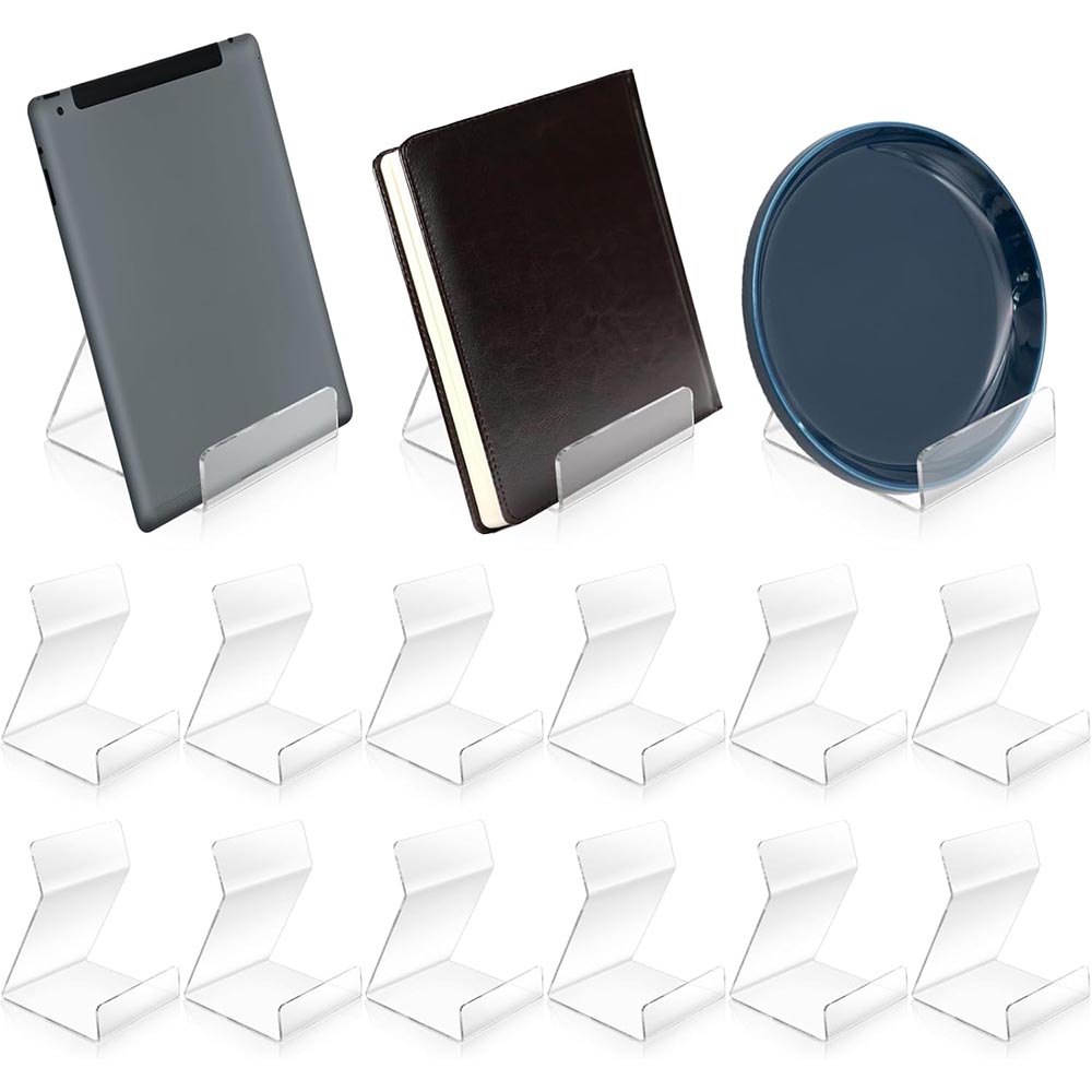 12-Pack 4-Inch Clear Acrylic Book & Display Stands