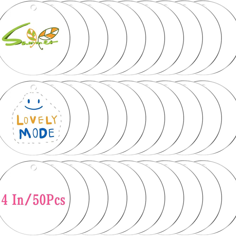 50-Pack 4-Inch Round Acrylic Blanks with Holes 50-Pack 4-Inch Round Acrylic Blanks with Holes