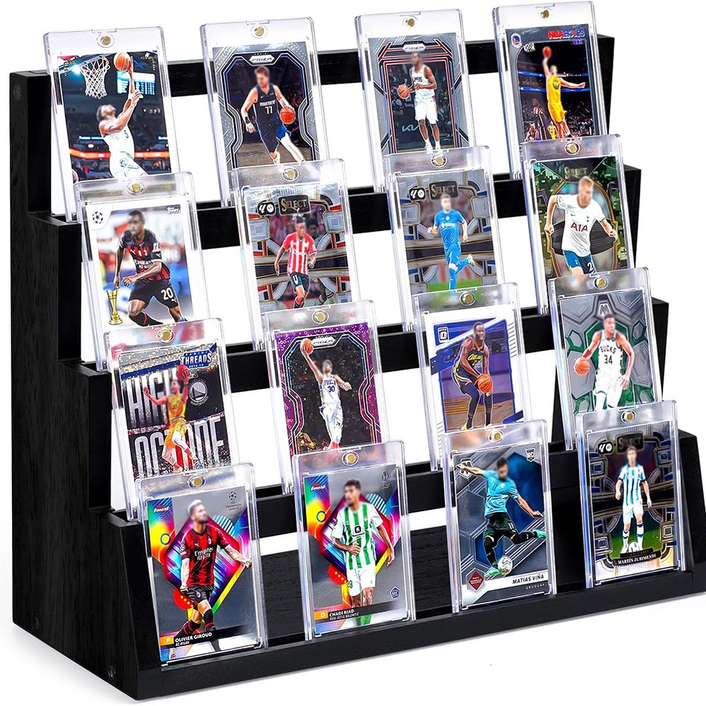 4-Tier Wooden Graded Sports Card Display Stand 4-Tier Wooden Graded Sports Card Display Stand