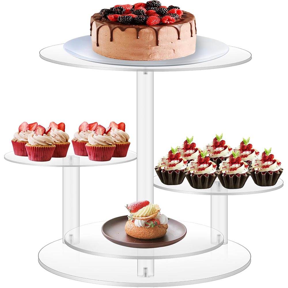 4-Tier Clear Acrylic Cake & Cupcake Stand Combo