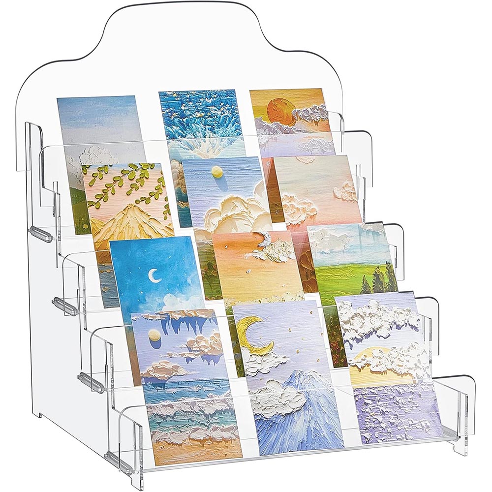4-Tier 12×10″ Clear Acrylic Greeting Card Display Stand