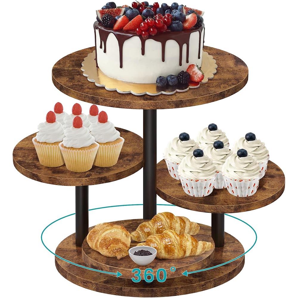 4-Tier Round Rotatable Wooden Cupcake Tower Stand 4-Tier Round Rotatable Wooden Cupcake Tower Stand