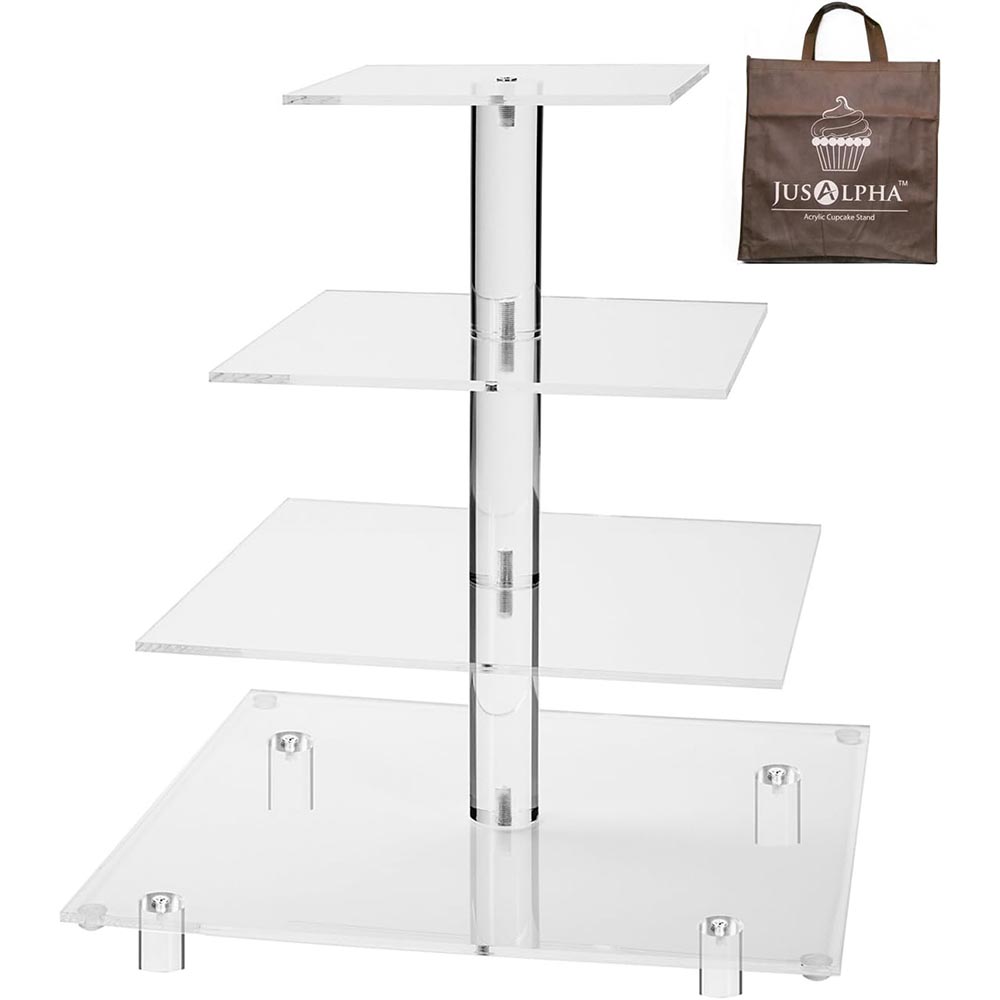 Large 4-Tier Square Acrylic Cupcake Tower Stand