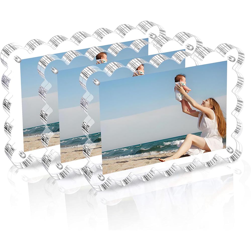 3-Pack 4×6″ Scalloped Magnetic Acrylic Picture Frames 3-Pack 4×6″ Scalloped Magnetic Acrylic Picture Frames