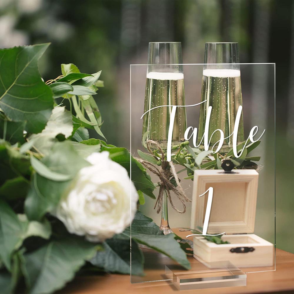 Set of 1-15 Acrylic Wedding Table Numbers with Stands