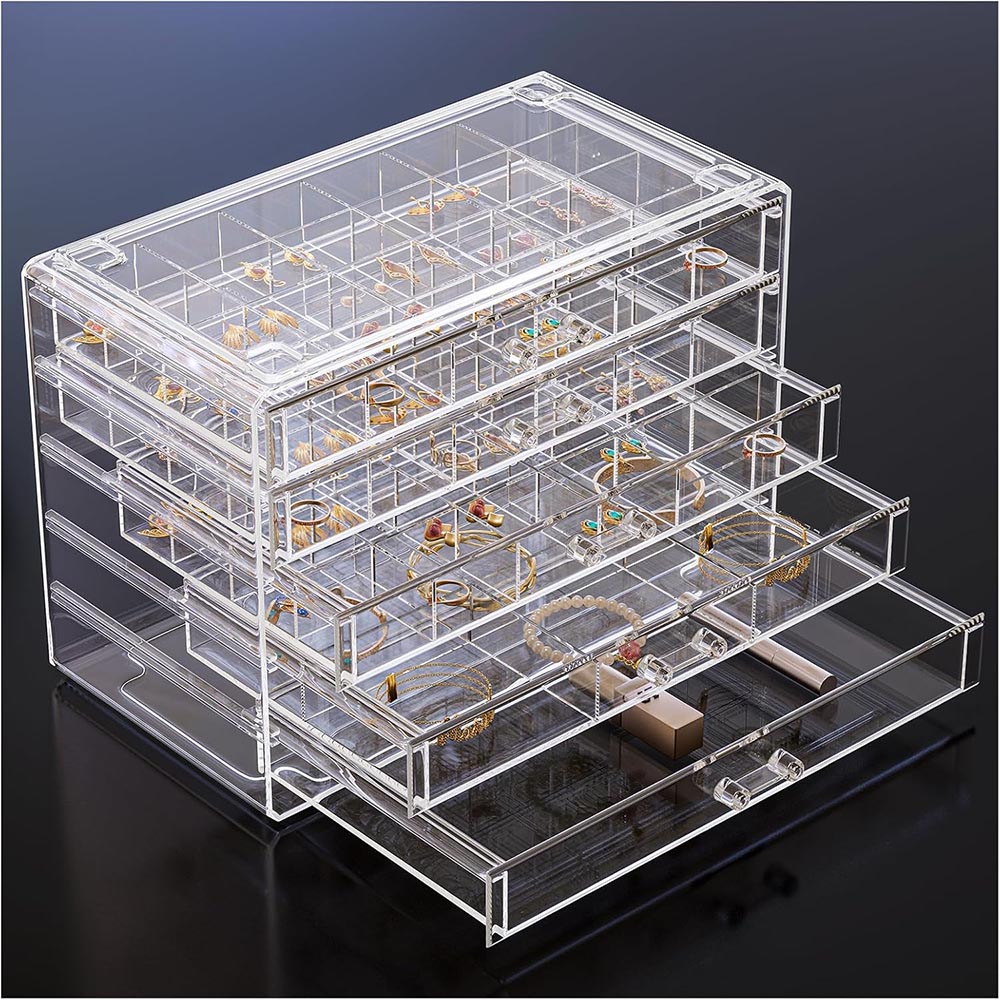 5-Layer Clear Acrylic Stackable Earring & Jewelry Organizer Box