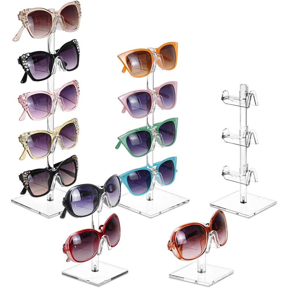 5-Piece Multi-Height Acrylic Eyewear & Glasses Display Stand Set