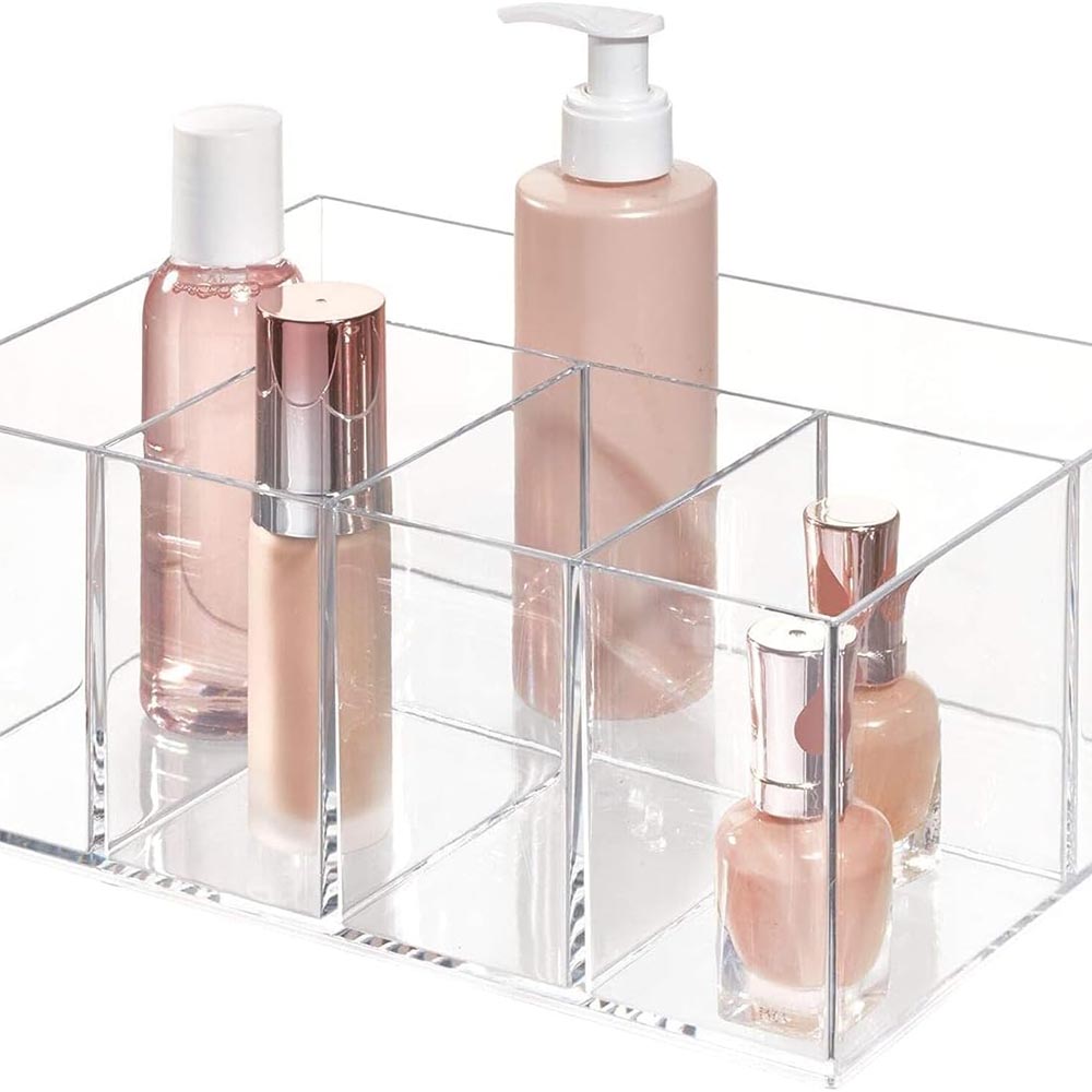 5-Section Divided Clear Vanity Organizer for Cosmetics