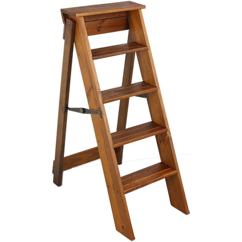 5-Step Solid Pine Wood Multifunction Folding Ladder 5-Step Solid Pine Wood Multifunction Folding Ladder