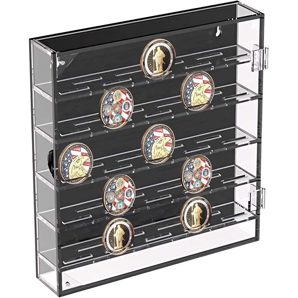 5-Tier Acrylic Coin Display Case with Door (Holds 45 Coins) 5-Tier Acrylic Coin Display Case with Door (Holds 45 Coins)