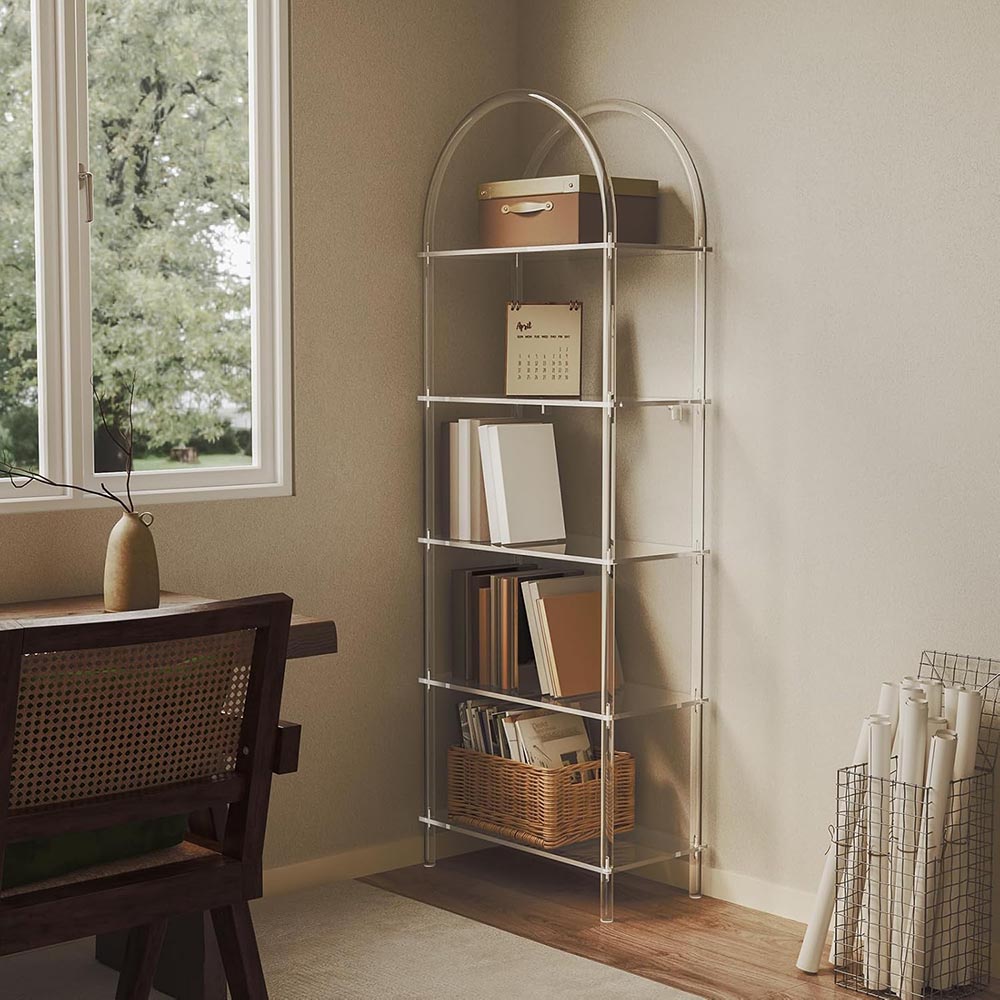 5-Tier Clear Acrylic Arched Bookshelf 5-Tier Clear Acrylic Arched Bookshelf