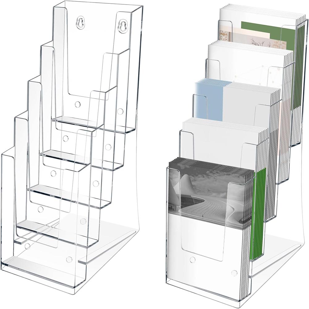 2-Pack 5-Tier Clear Acrylic Brochure & Literature Holder 2-Pack 5-Tier Clear Acrylic Brochure & Literature Holder