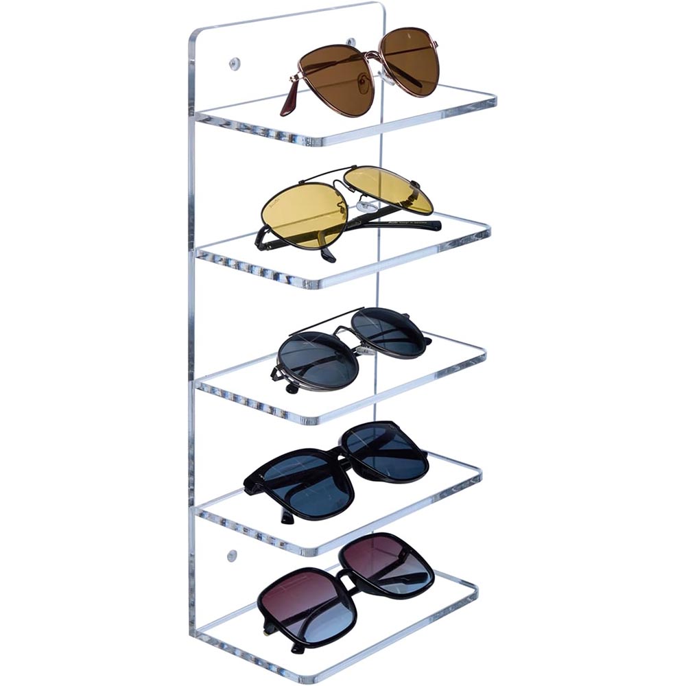 5-Tier Wall Mount or Tabletop Clear Acrylic Sunglasses Rack