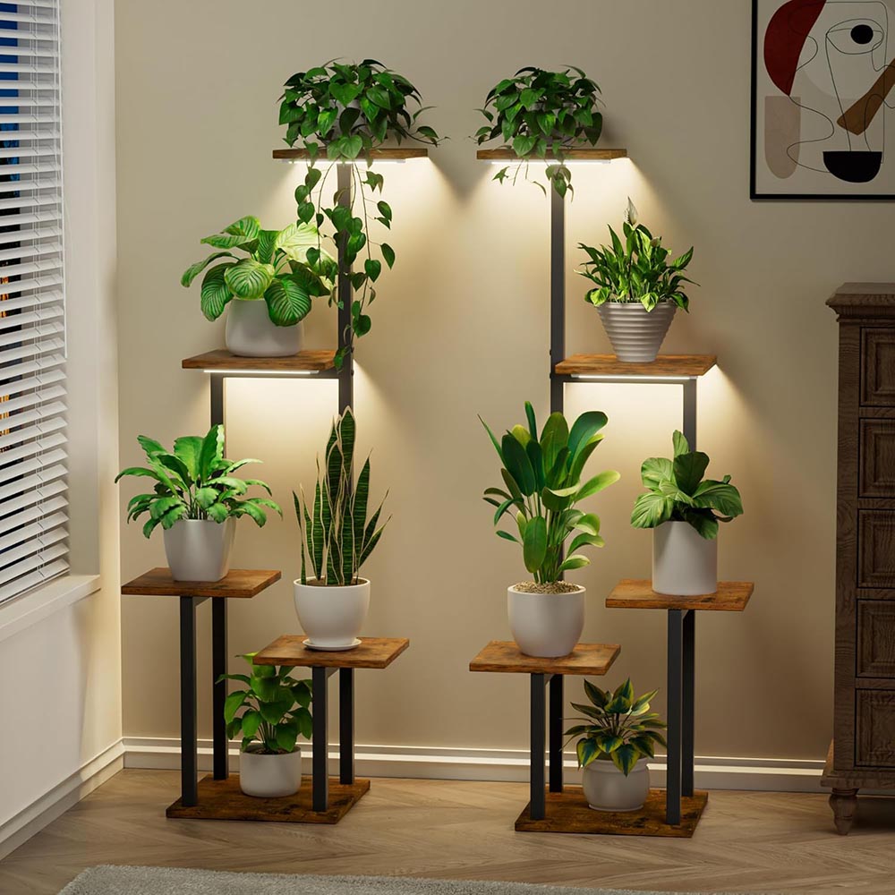 2-Pack 5-Tier Metal Plant Stand with Grow Light 2-Pack 5-Tier Metal Plant Stand with Grow Light